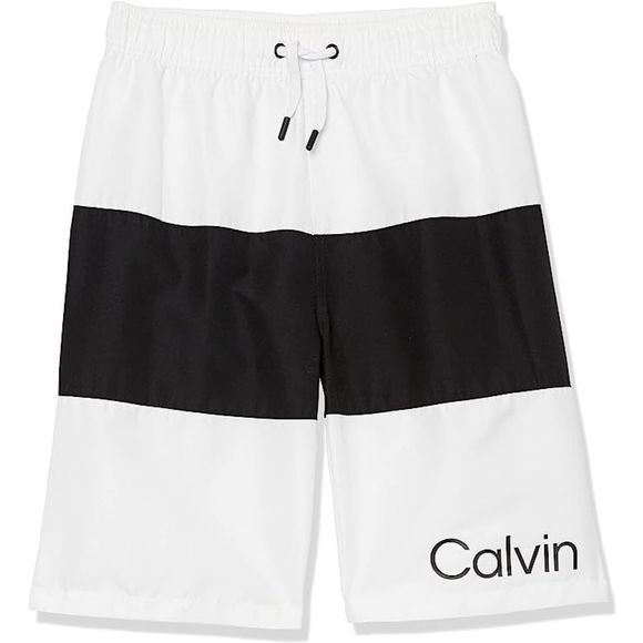 Calvin Klein Neon Green Boys' Swim Trunk with UPF 50+ Sun Protection, 14-16, Bla - Picture 6 of 16